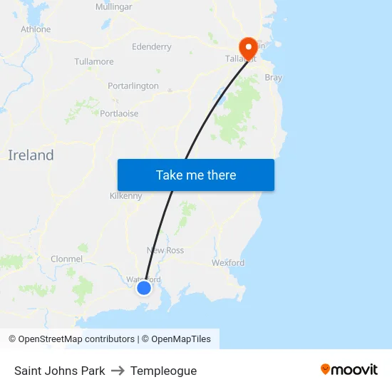 Saint Johns Park to Templeogue map