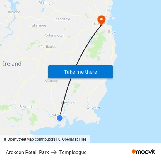 Ardkeen Retail Park to Templeogue map