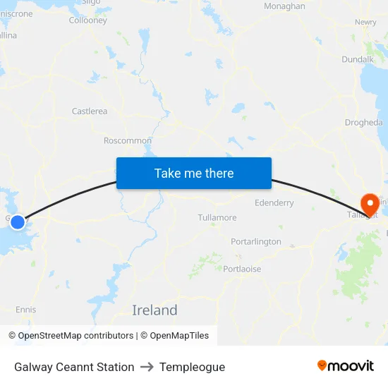 Galway Ceannt Station to Templeogue map