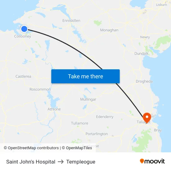 Saint John's Hospital to Templeogue map