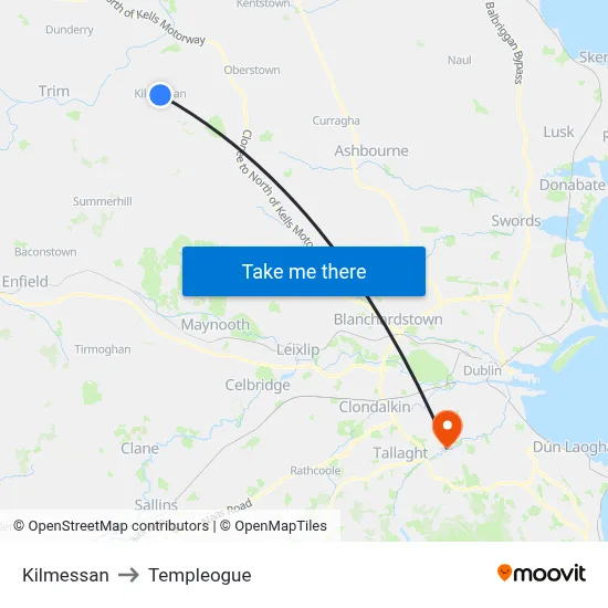 Kilmessan to Templeogue map