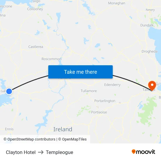 Clayton Hotel to Templeogue map