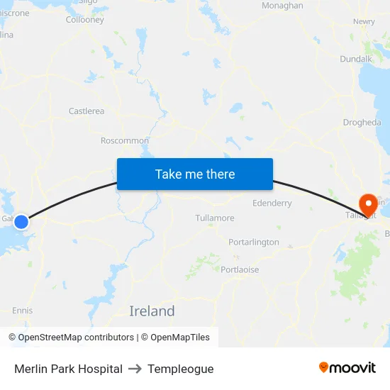 Merlin Park Hospital to Templeogue map