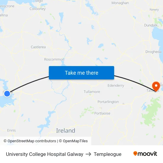 University College Hospital Galway to Templeogue map