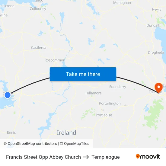 Francis Street Opp Abbey Church to Templeogue map