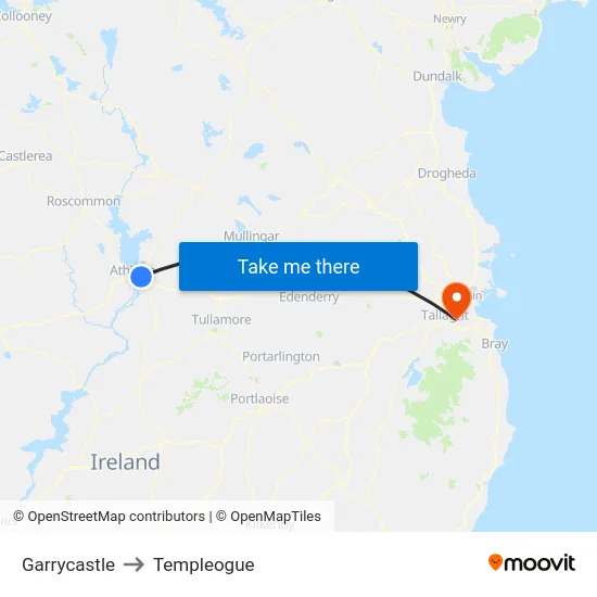 Garrycastle to Templeogue map