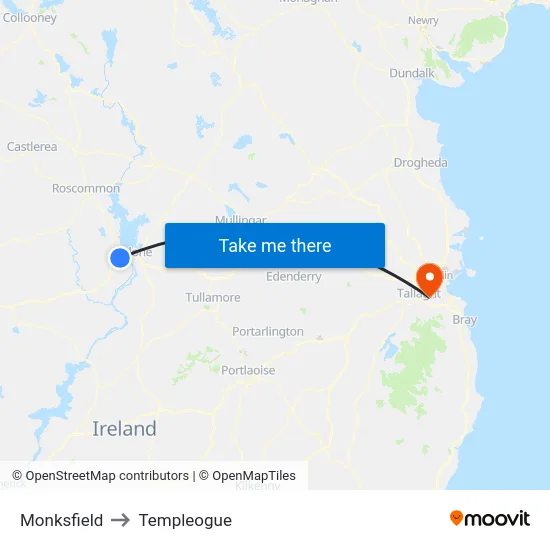 Monksfield to Templeogue map
