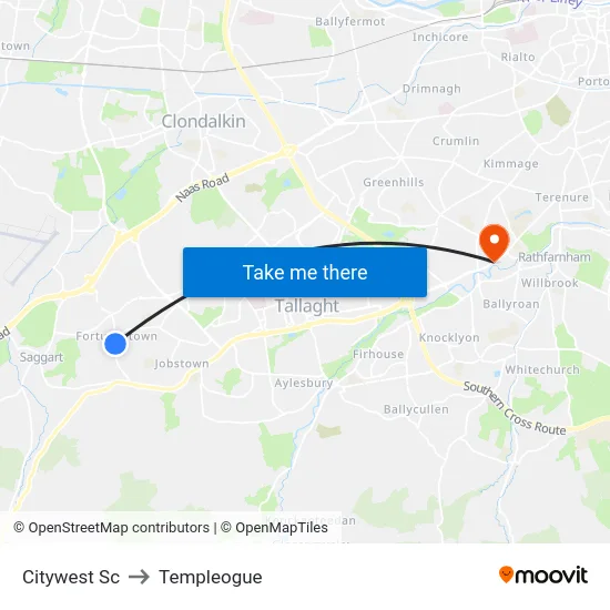 Citywest Sc to Templeogue map