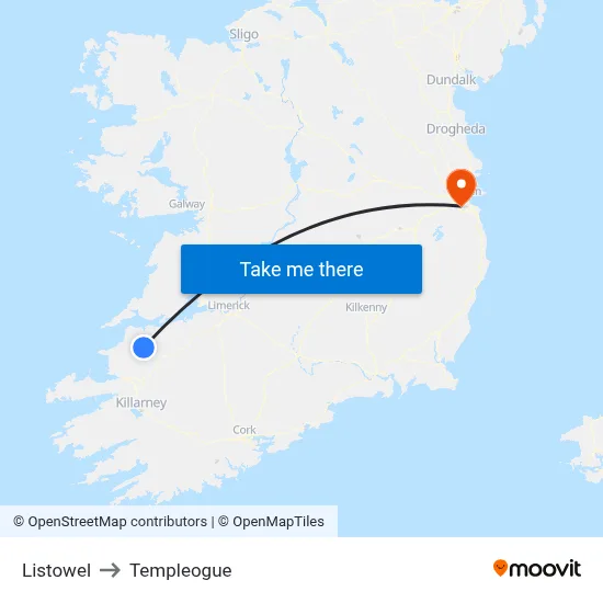 Listowel to Templeogue map
