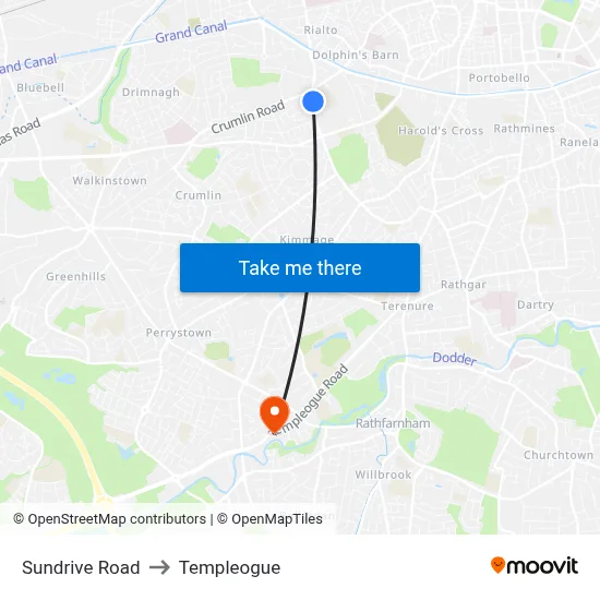 Sundrive Road to Templeogue map