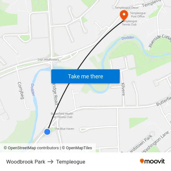 Woodbrook Park to Templeogue map