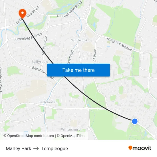 Marley Park to Templeogue map