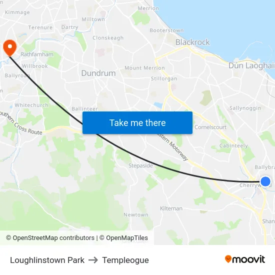 Loughlinstown Park to Templeogue map