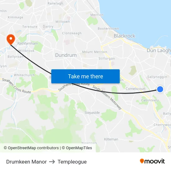 Drumkeen Manor to Templeogue map