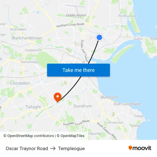 Oscar Traynor Road to Templeogue map