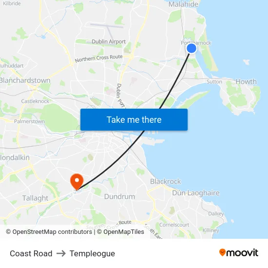 Coast Road to Templeogue map