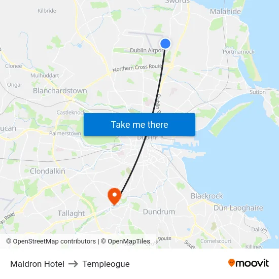 Maldron Hotel to Templeogue map