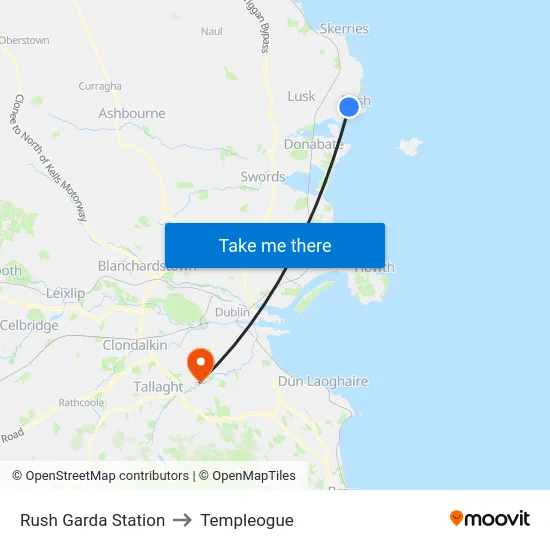 Rush Garda Station to Templeogue map