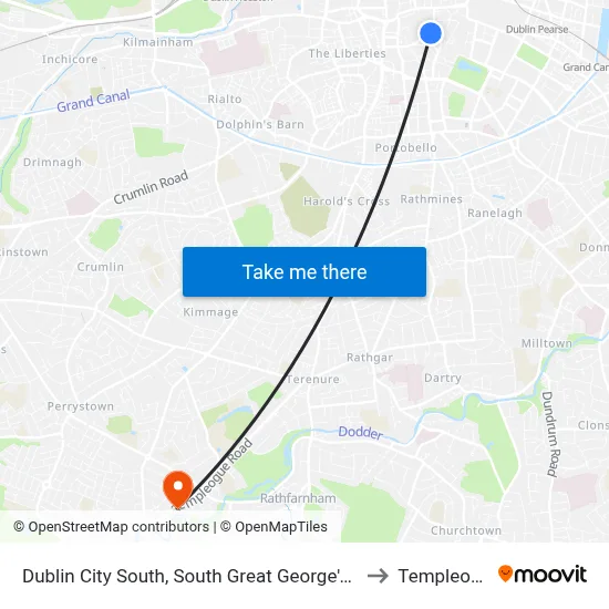 Dublin City South, South Great George's Street to Templeogue map
