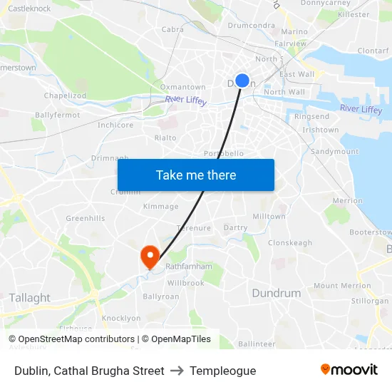 Dublin, Cathal Brugha Street to Templeogue map