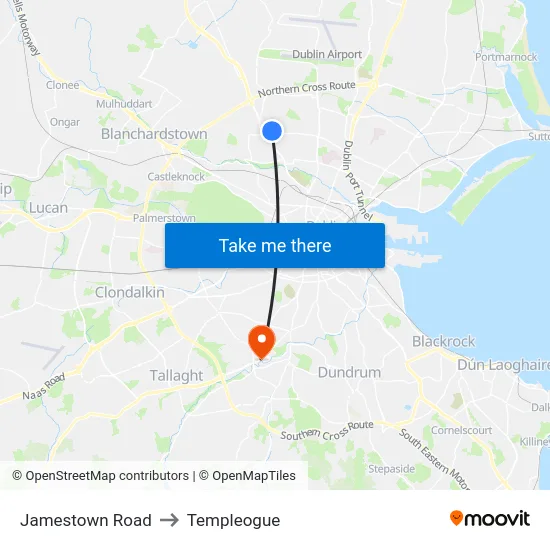 Jamestown Road to Templeogue map