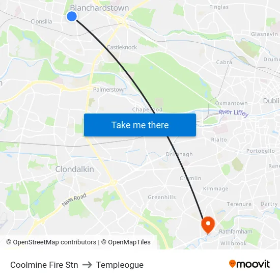 Coolmine Fire Stn to Templeogue map