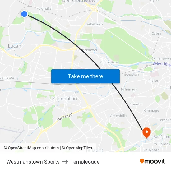 Westmanstown Sports to Templeogue map