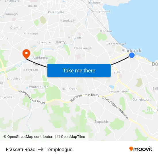 Frascati Road to Templeogue map