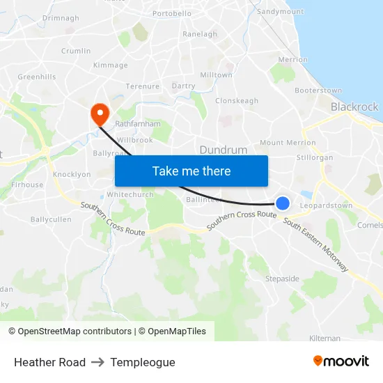 Heather Road to Templeogue map