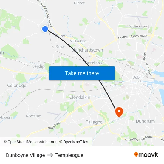 Dunboyne Village to Templeogue map