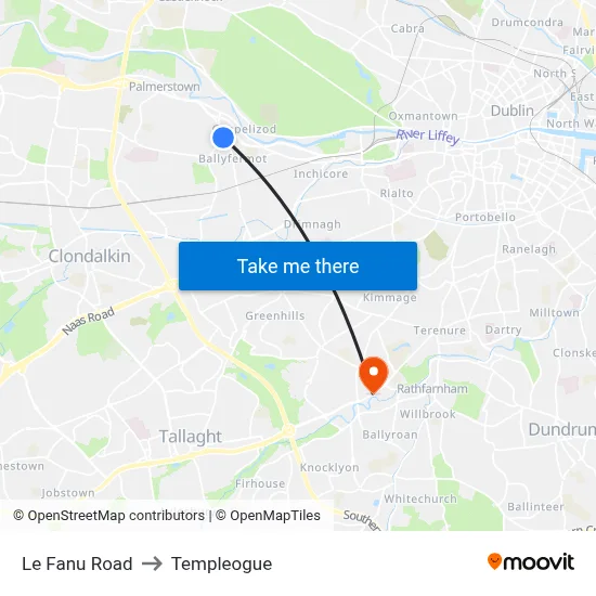 Le Fanu Road to Templeogue map