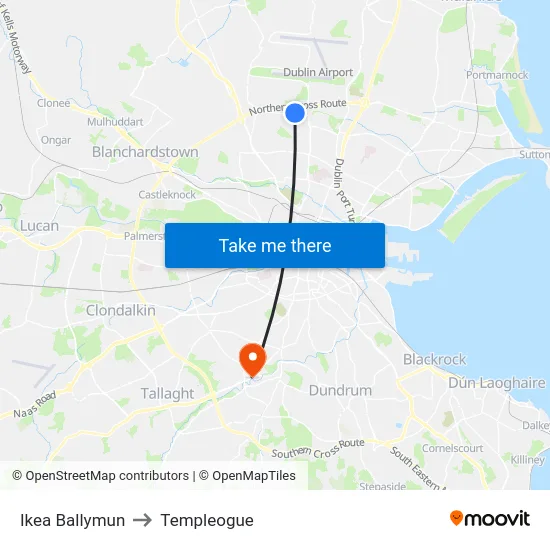 Ikea Ballymun to Templeogue map