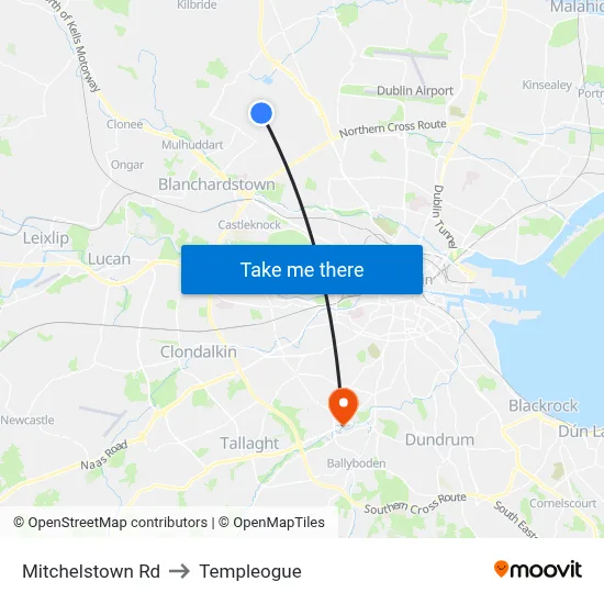 Mitchelstown Rd to Templeogue map
