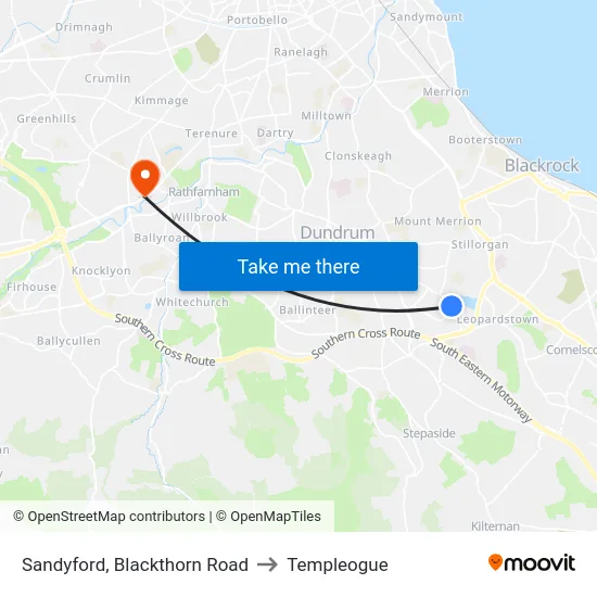 Sandyford, Blackthorn Road to Templeogue map