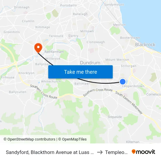Sandyford, Blackthorn Avenue at Luas Station to Templeogue map