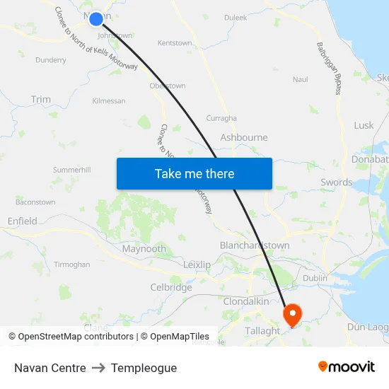 Navan Centre to Templeogue map