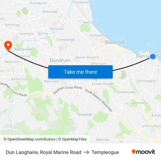 Dun Laoghaire, Royal Marine Road to Templeogue map