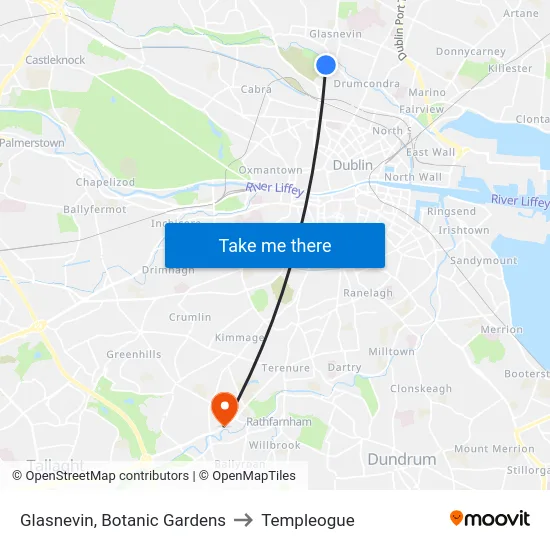 Glasnevin, Botanic Gardens to Templeogue map