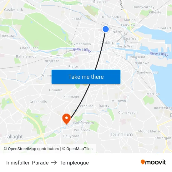 Innisfallen Parade to Templeogue map