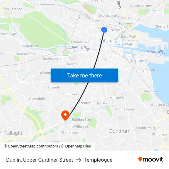 Dublin, Upper Gardiner Street to Templeogue map