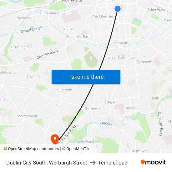 Dublin City South, Werburgh Street to Templeogue map