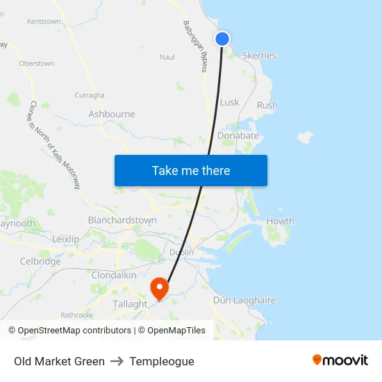 Old Market Green to Templeogue map