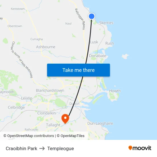 Craoibhin Park to Templeogue map