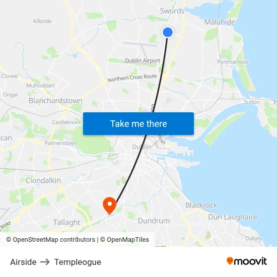 Airside to Templeogue map