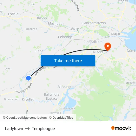Ladytown to Templeogue map