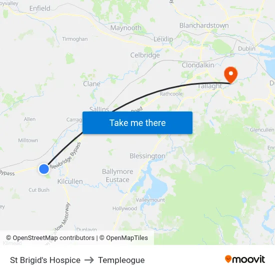 St Brigid's Hospice to Templeogue map