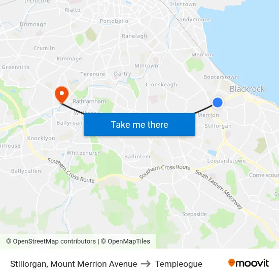 Stillorgan, Mount Merrion Avenue to Templeogue map