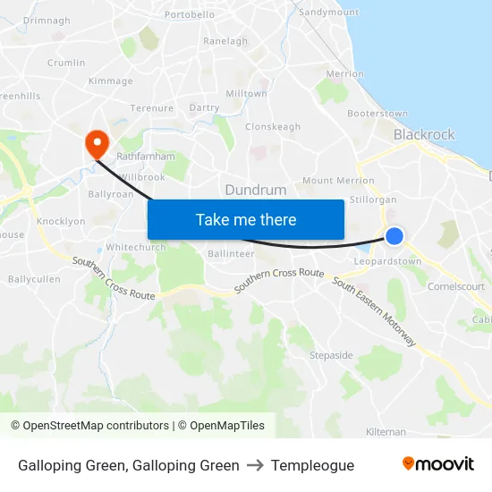 Galloping Green, Galloping Green to Templeogue map