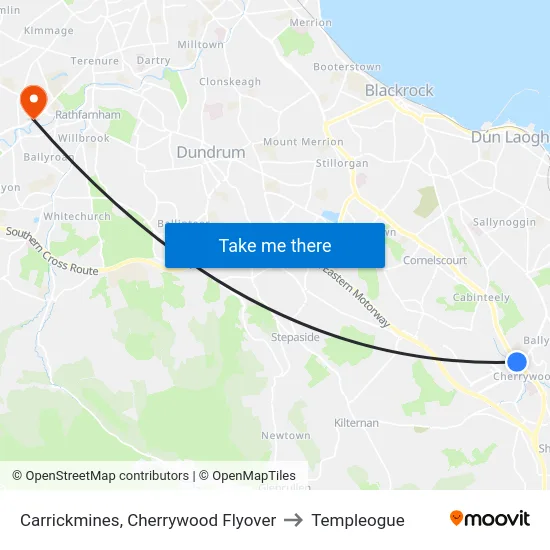 Carrickmines, Cherrywood Flyover to Templeogue map