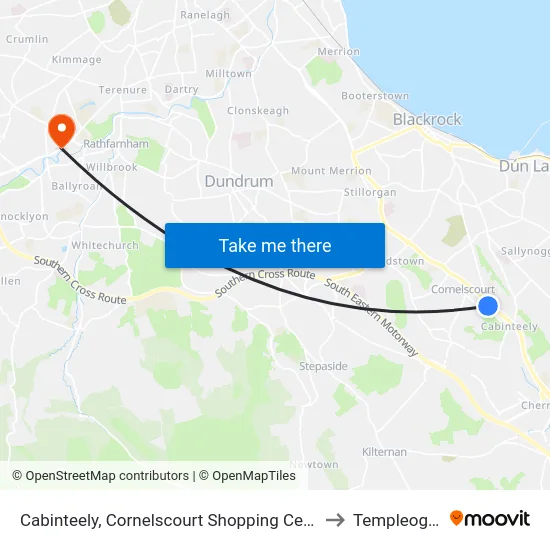 Cabinteely, Cornelscourt Shopping Centre to Templeogue map